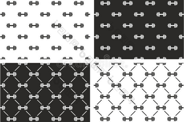 哑铃或健身重量无缝图案集