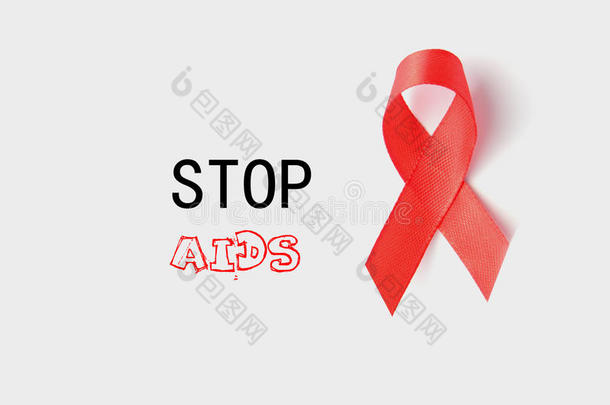 艾滋病意识红色丝带。 世界艾滋病日