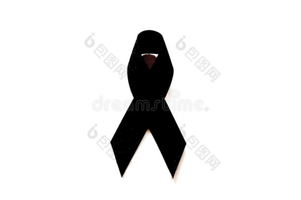 黑色丝带，黑色丝带在白色背景上哀悼