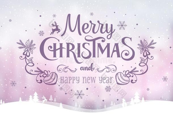 圣诞节和新年印刷在节日背景与雪花，光，星星。 矢量插图。