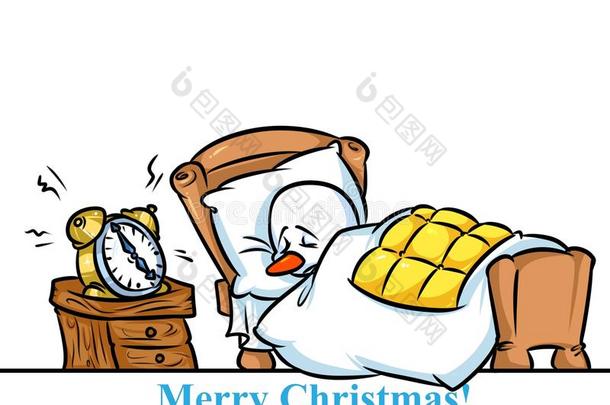 圣诞雪人人物睡床闹钟卡通