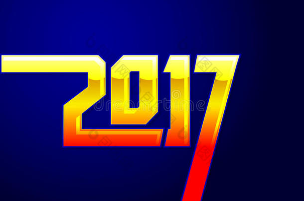 2017年新年日历封面，排版矢量插图