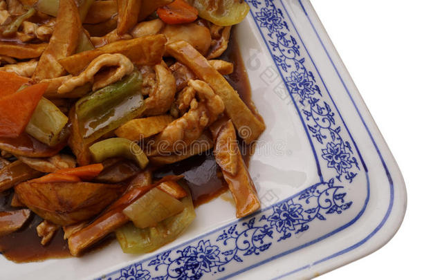 中国食物。 鸡肉加土豆和蔬菜