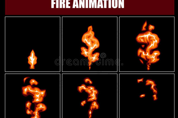 消防动画精灵，矢量火焰视频帧进行游戏设计