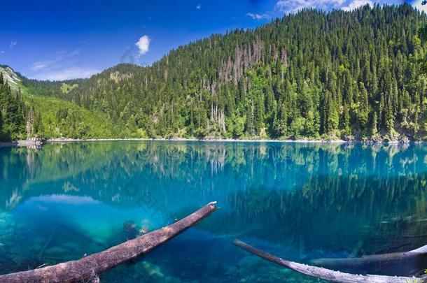 阿布哈兹阿尔卑斯山海拔高度蔚蓝美丽的