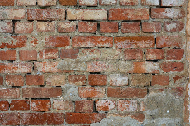 砖墙，旧墙与<strong>摇摇欲坠</strong>的石膏，纹理，背景