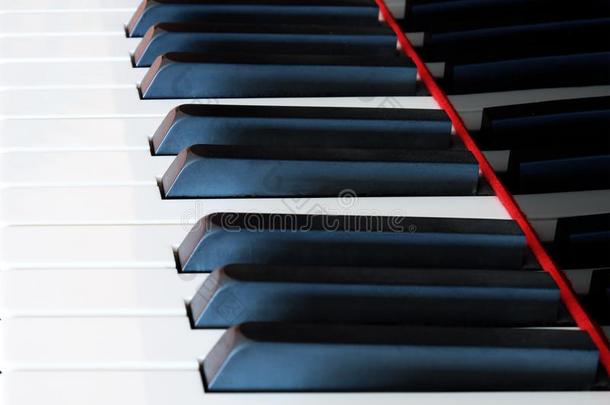 经典钢琴键盘，钢琴键特写