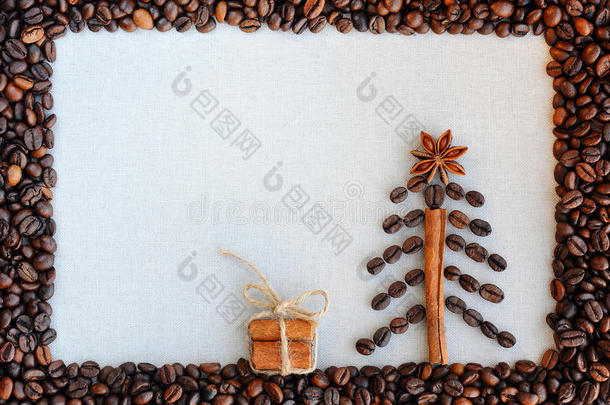 咖啡背景。 顶部的烤咖啡和磨咖啡的<strong>整体</strong>，不磨咖啡豆的背景。