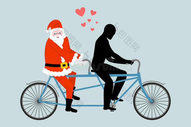 圣诞情人。 圣诞老人骑自行车。 喜欢骑自行车。 伙计