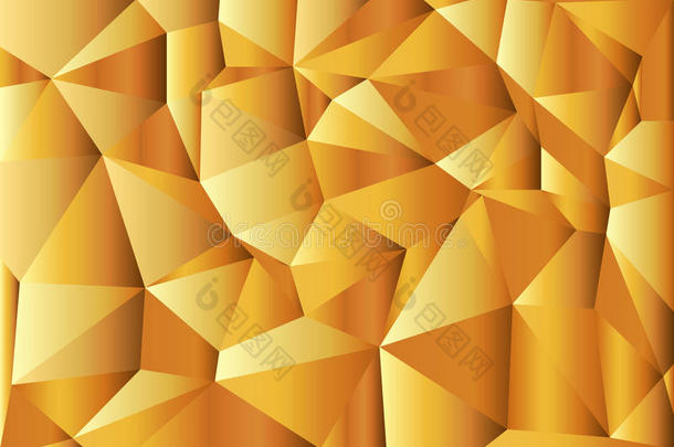 黄金-抽象多边形背景。 三角形。 几何线
