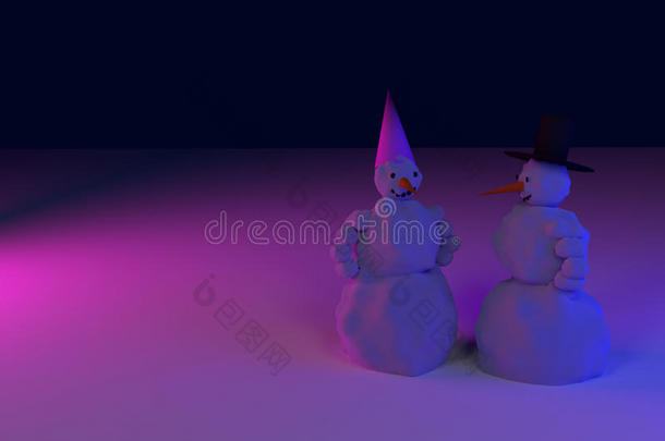 雪人和雪人的三维渲染