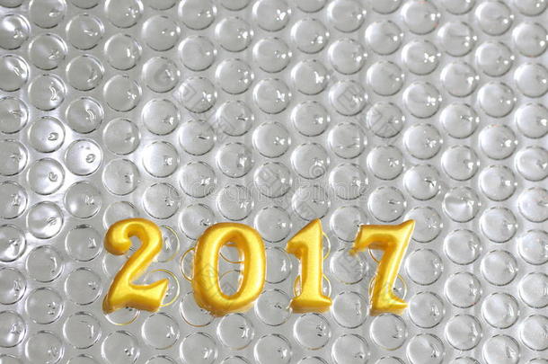 2017年真实三维物体上的反射箔，新年快乐的概念