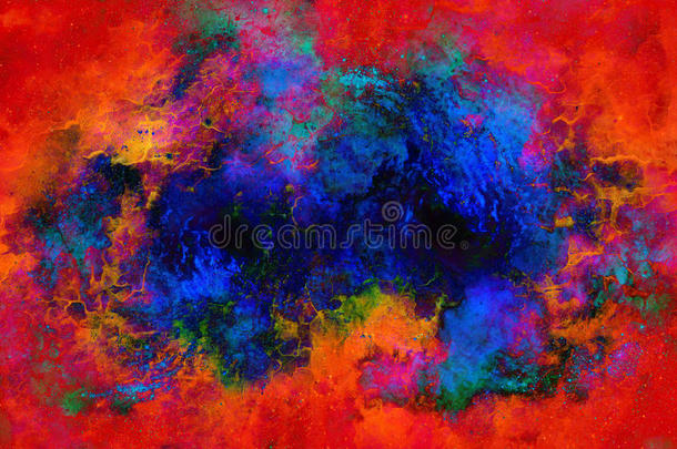宇宙空间和恒星，彩色宇宙抽象背景。 火灾效应。
