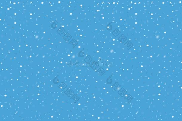 <strong>蓝色背景</strong>下下雪。 <strong>矢量图</strong>像。 抽象的雪花背景。