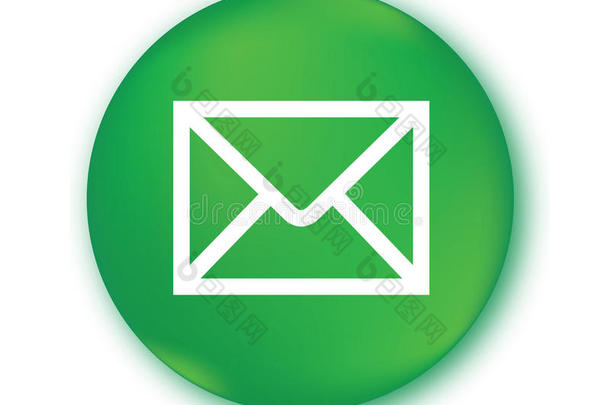 带有绿色背景的电子邮件图标