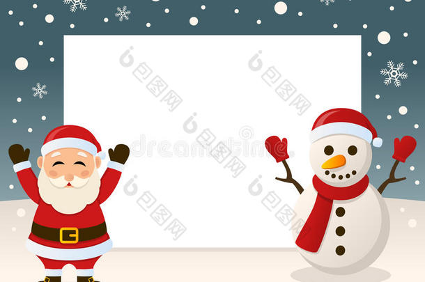 圣诞框架-圣诞老人和雪人