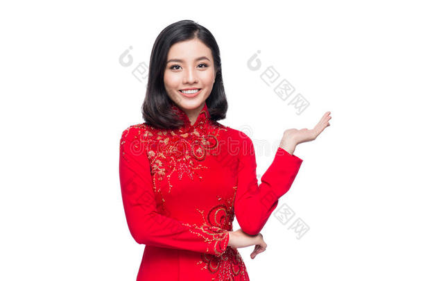 越式旗袍亚洲的背景美丽的令人愉快的
