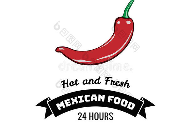 辣椒标签。 墨西哥食物。 传统墨西哥美食矢量插图
