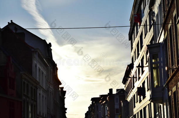 比利时蓝色布鲁塞尔城市云