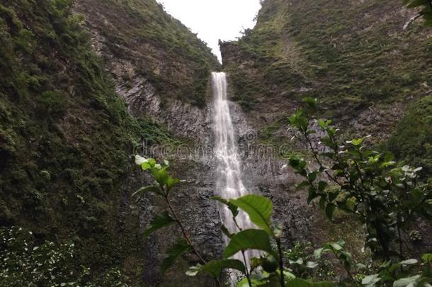 哈纳卡皮亚瀑布在夏威夷考艾岛的纳帕利海岸。