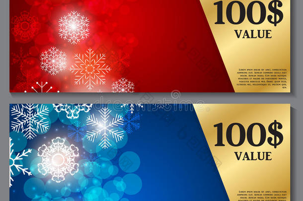 圣诞和新年折扣券礼品券模板
