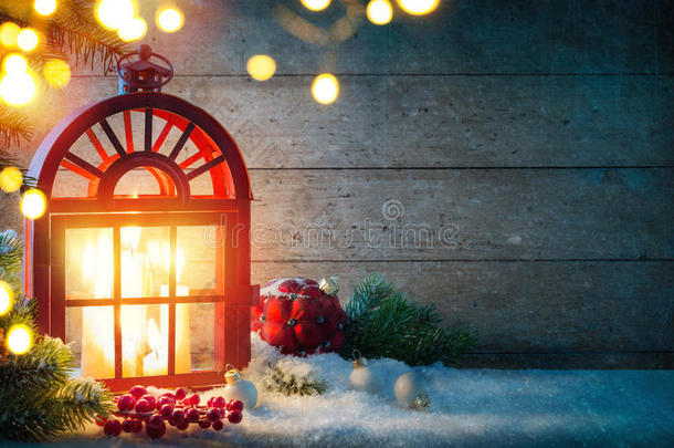 圣诞背景与节日装饰和节日灯