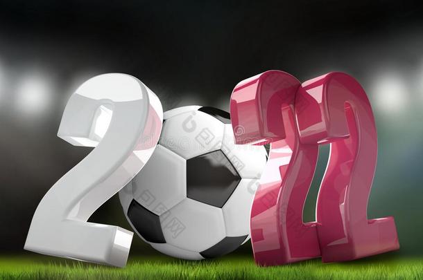 2022年足球卡塔尔彩色三维渲染