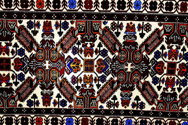 美丽的东方土耳其手工地毯白色背景