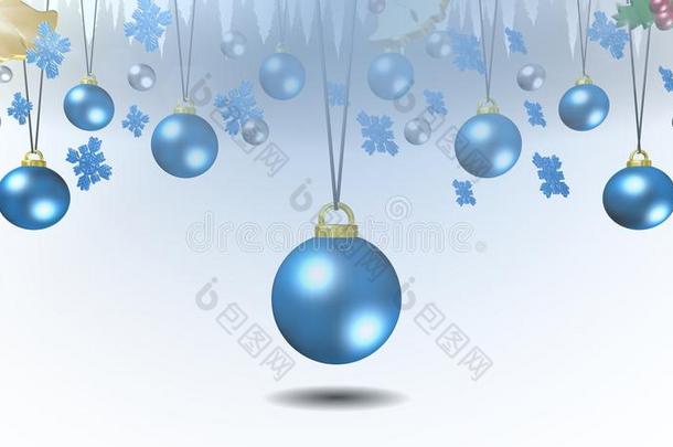 圣诞蓝色装饰品，背景，插图