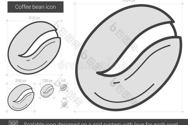 咖啡豆线图标。
