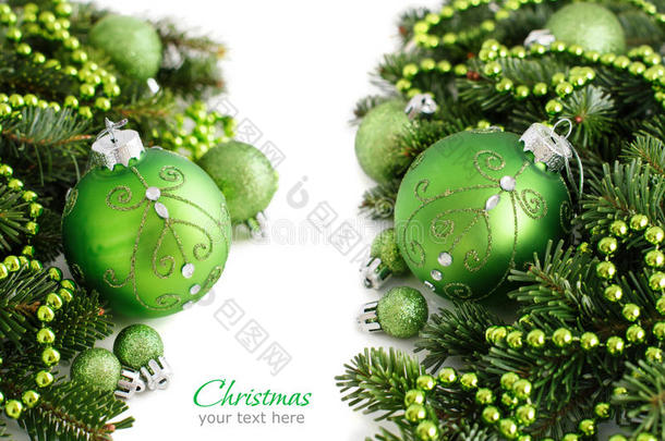 绿色圣诞饰品边框