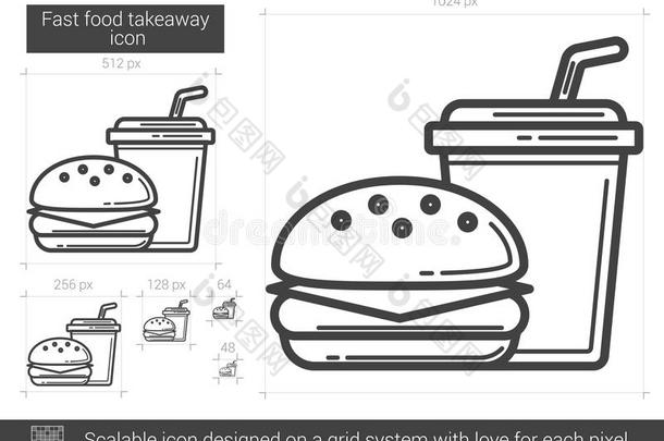 快餐外卖线图标。