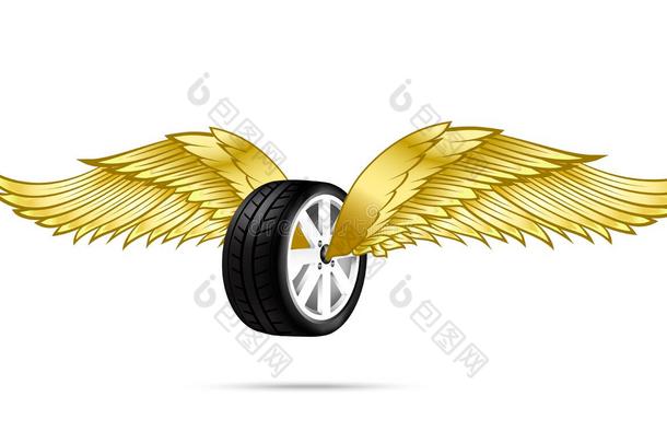 汽车车轮和<strong>轮胎</strong>与飞行对翅膀的<strong>标志</strong>和<strong>标志</strong>