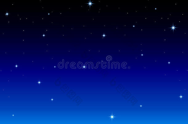 夜晚深蓝色背景中有很多星星