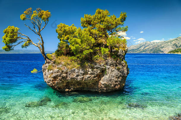 惊人的岩石岛，布雷拉，马卡里维埃拉，达尔马提亚，克罗地亚，欧洲