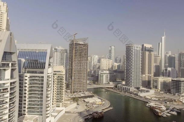 迪拜码头<strong>建筑</strong>沿人工运河，<strong>鸟瞰</strong>-阿联酋
