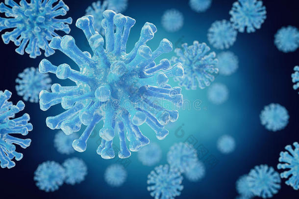 三维渲染细菌病毒或细菌微生物细胞特写。