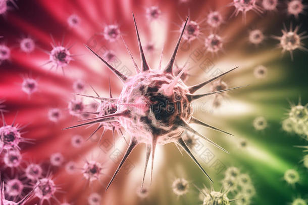 三维渲染，<strong>肝炎</strong>，H1N1，HIV，流感，艾滋病病毒抽象背景。
