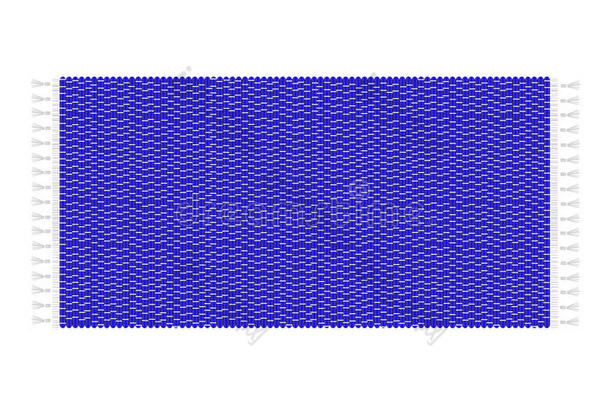 蓝色地毯插图，隔离在白色背景上。 地毯顶部视图。