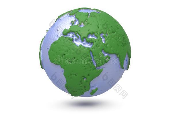 地球，世界地图。 多边形地球仪。 三维插图