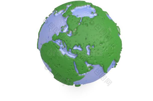 地球，世界地图。 多边形地球欧洲。 三维插图