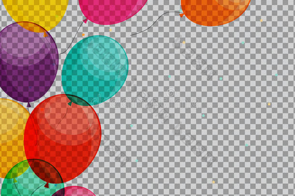 透明背景矢量上光滑的生日快乐气球