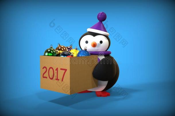 三维快乐新年玩具企鹅