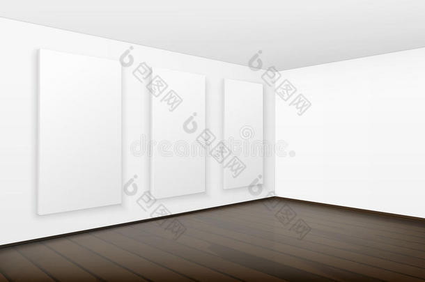 空白白色海报图片框在画廊