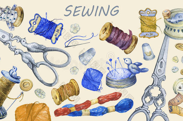 各种<strong>手工</strong>绘制的古董用于缝纫、<strong>手工</strong>艺和<strong>手工</strong>制作的横幅。