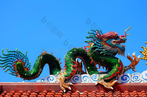 龙中国寺庙屋顶上龙的形象。