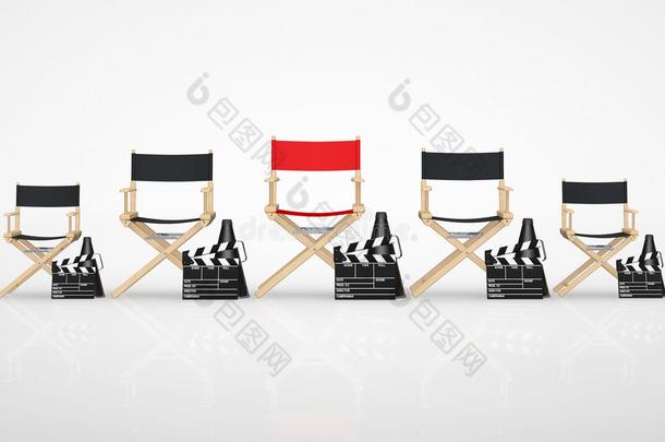 电影产业概念。 导演椅子，电影拍子和梅格