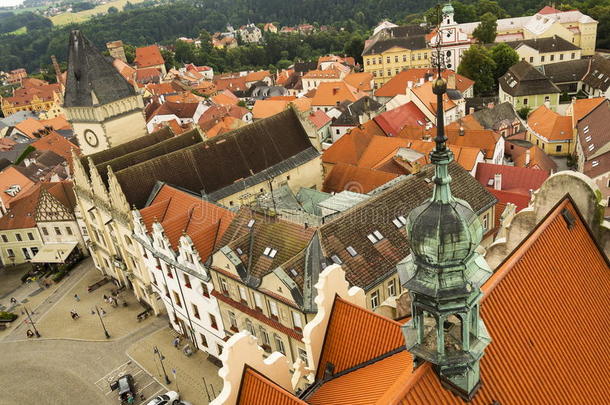 捷克共和国塔博尔旧市政厅的鸟瞰图