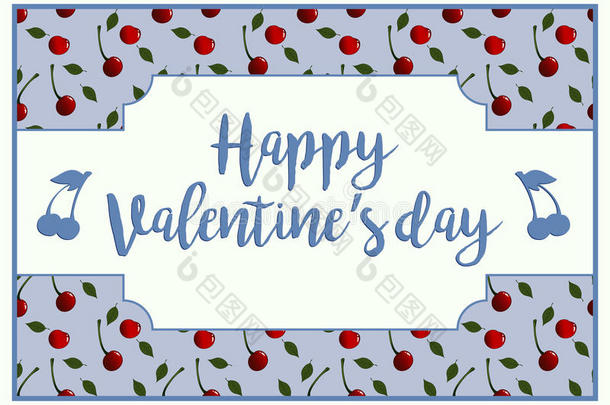 一张水平卡片，用于圣瓦伦丁`的一天，并问候快乐的情人节`一天