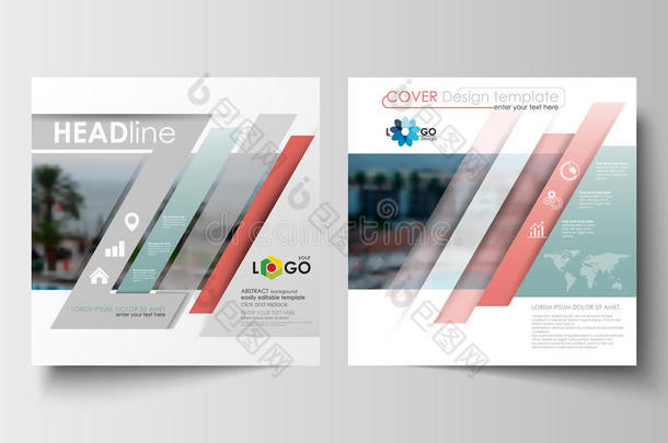广场<strong>设计手册</strong>、杂志、传单、报告的业务模板。 传单封面，抽象平面风格旅游